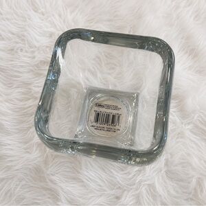 Libbey Heavy Glass Vase Clear Curved Tapered Large Square Votive Bowl 4.75 NWOT